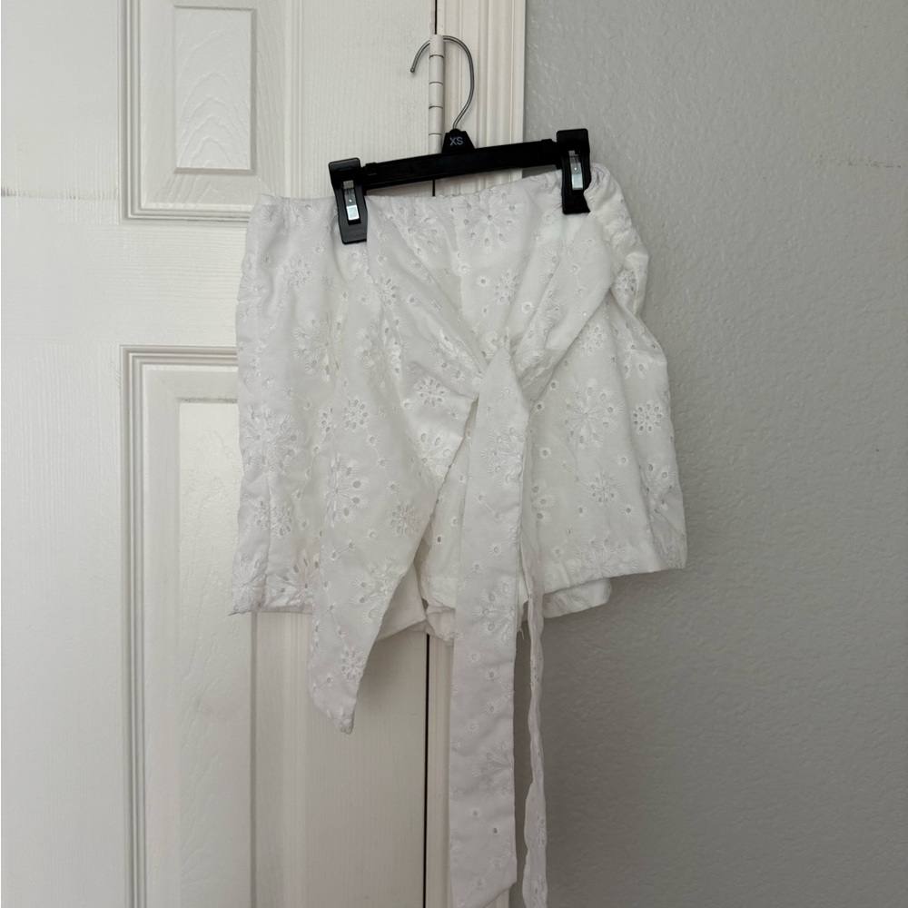 White Eyelet Wrap Skirt